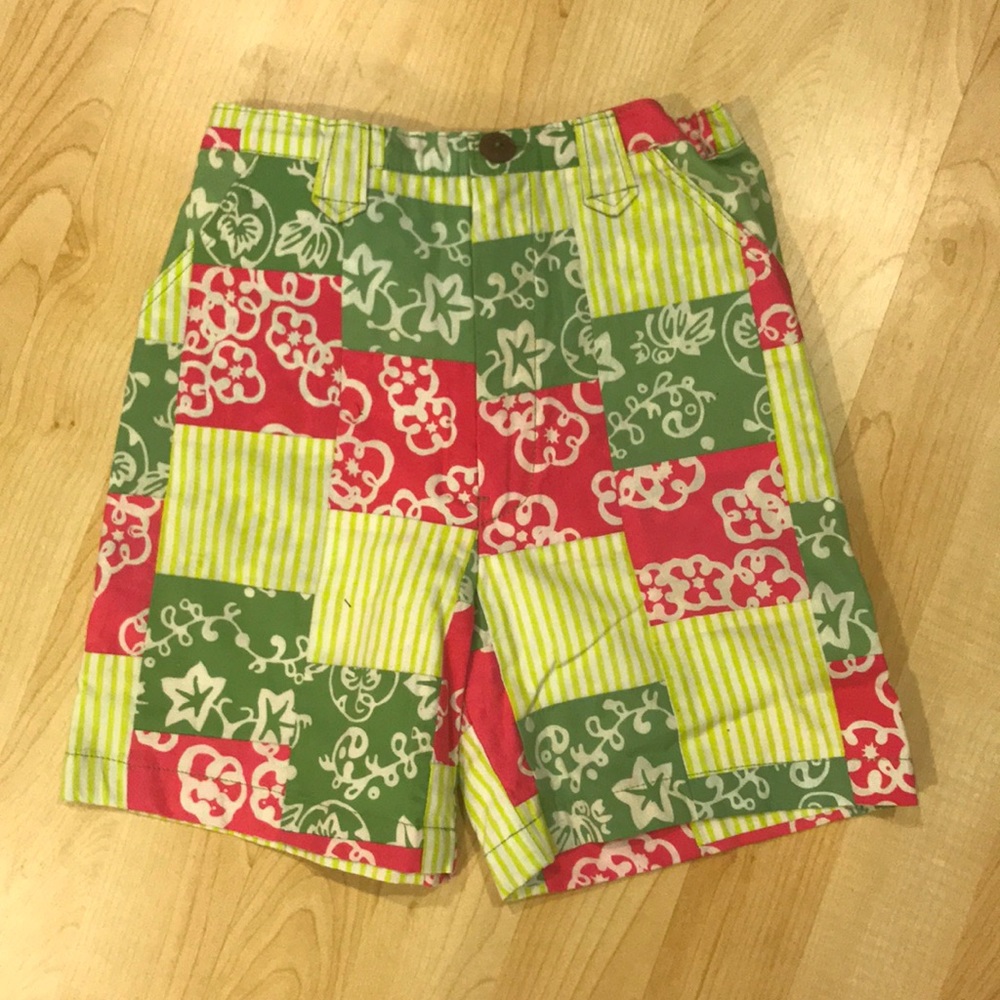 Pink and Green patchwork shorts